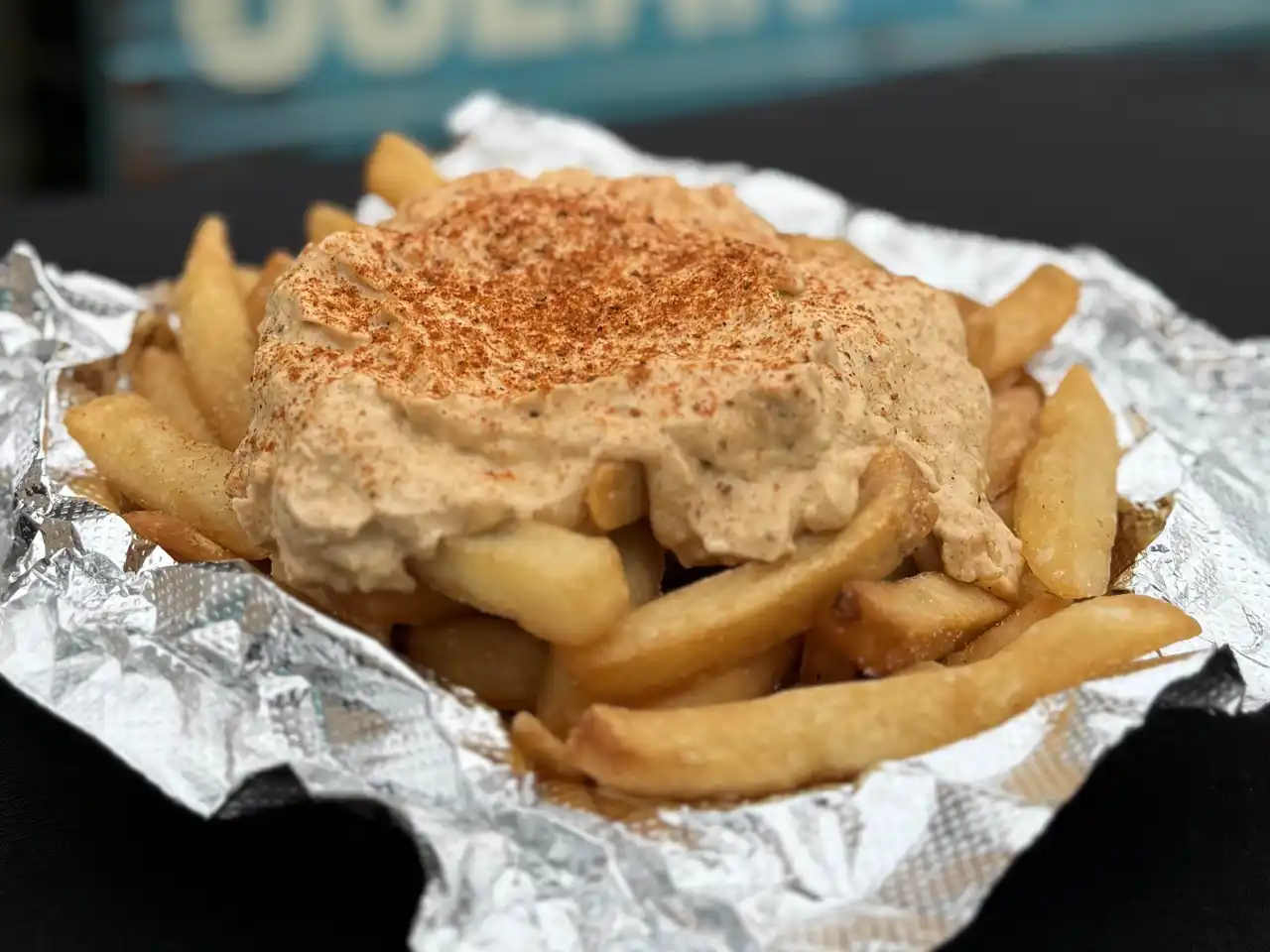 Crabdip fries topped with Chesapeake crab spice